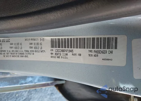 2015 Chrysler 200 Limited z USA, uszkodzony, nr VIN 1C3CCCAB6FN719405